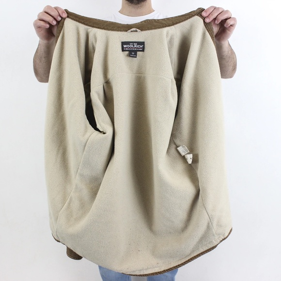 Men's Woolrich Fleece Lined Canvas Shirt Button Down Shirt Jacket, Medium - Picture 4 of 8